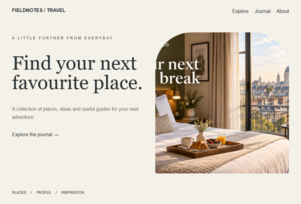 Captured travel webpage with its original photograph, headings and page layout.